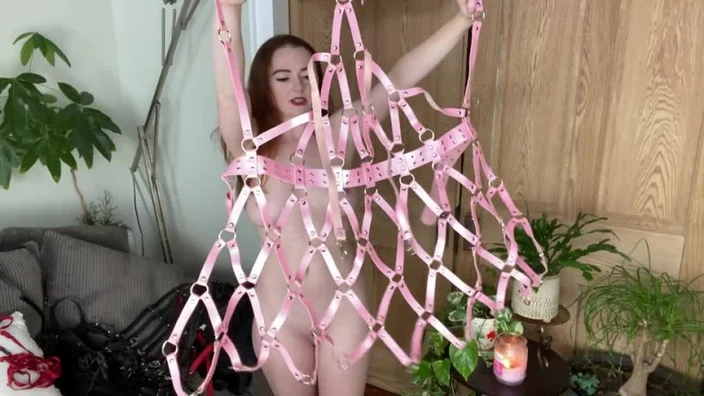 Strappy leather bondage try on haul by cute teen
